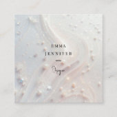 白の細かい優しいグリッター背景 スクエア名刺 (正面)