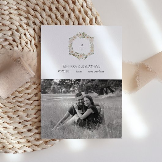 白の結婚フローラエレガントイメージ日付の保存 セーブザデート