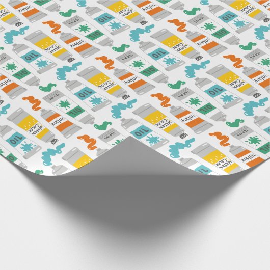 白の絵を描可愛いアートチューブ ラッピングペーパー (角)