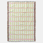 白の緑とピンクの水ストライプ色の色 スローブランケット (正面縦)