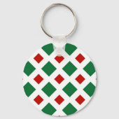 白の緑と赤のダイヤモンド キーホルダー (正面)