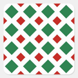 白の緑と赤のダイヤモンド スクエアシール