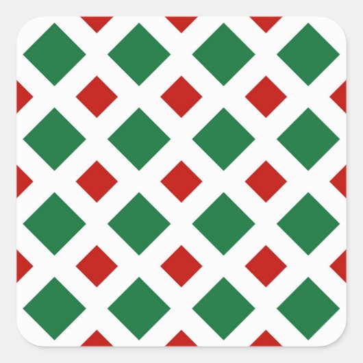 白の緑と赤のダイヤモンド スクエアシール (正面)