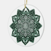 白の緑のスノーフレーク セラミックオーナメント (左)