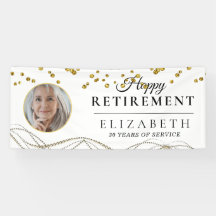 白の繊細なカスタム写真退職パーティー