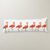 白の美しいピンクのフラミンゴ ボディピロー (裏面)