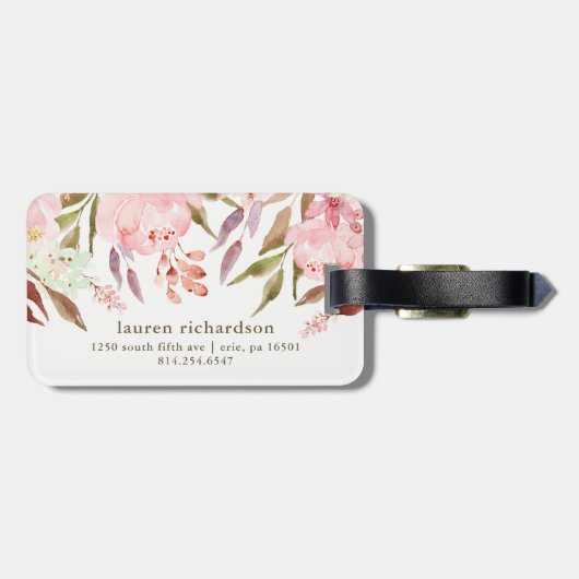 白の美しい植物の|の水彩画の花柄 ラゲッジタグ (裏面横)