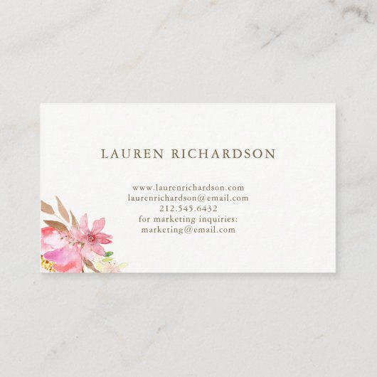 白の美しい植物の|の水彩画の花柄 名刺 (裏面)