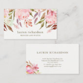 白の美しい植物の|の水彩画の花柄 名刺 (正面/裏面)