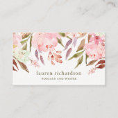 白の美しい植物の|の水彩画の花柄 名刺 (正面)