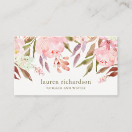 白の美しい植物の|の水彩画の花柄 名刺