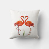 白の美しい赤いフラミンゴ&リード植物 クッション (裏面)
