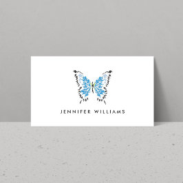 白の色彩の鮮やか青い蝶のロゴ 名刺