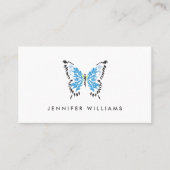 白の色彩の鮮やか青い蝶のロゴ 名刺 (正面)