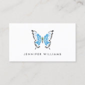 白の色彩の鮮やか青い蝶のロゴ 名刺 (正面)