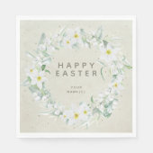 白の花のリースパーティー 春の花 スタンダードランチョンナプキン (正面)