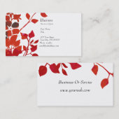 白の花の水彩画のモダンで赤い花 名刺 (正面/裏面)