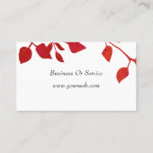 白の花の水彩画のモダンで赤い花 名刺 (裏面)