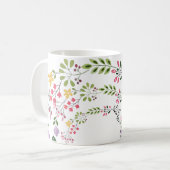 白の花の装飾 コーヒーマグカップ (正面左)