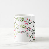 白の花の装飾 コーヒーマグカップ (中央)