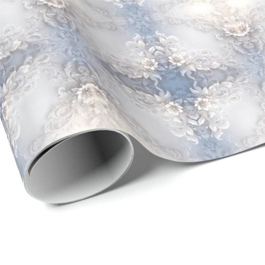 白の花柄が華やかな包装紙 ラッピングペーパー (ロールコーナー)