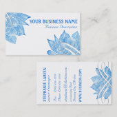 白の芸術的な青はす花 名刺 (正面/裏面)