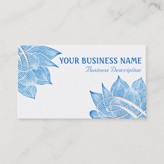 白の芸術的な青はす花 名刺 (正面)