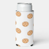 白の茶色の丸いクッキーのパターン スリム缶クーラー (Seltzer正面)