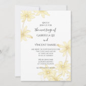 白の薄い黄色のデイジー結婚の数 招待状 (正面)