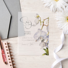 白の蘭のカスケード豪華な熱帯花シック ベラム紙招待状