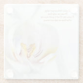 白の蘭"小さい祈りの言葉"のコースター ガラスコースター (裏面)