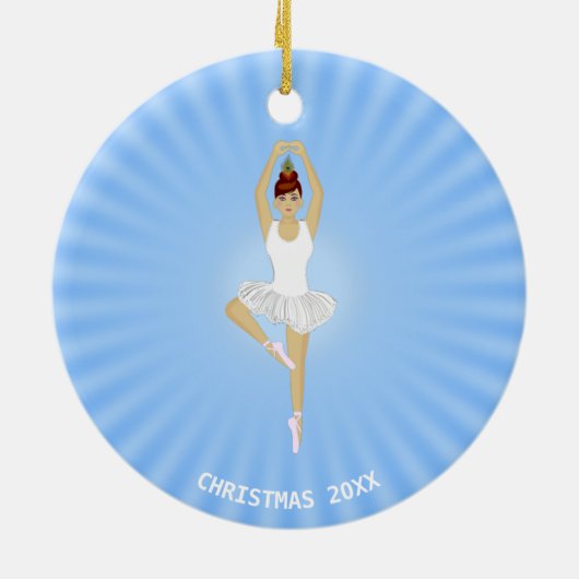 白の衣装を着たバレエダンサー(水色の背景) セラミックオーナメント (裏面)