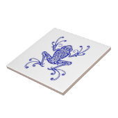 白の複雑で青いアマガエル タイル (側面)