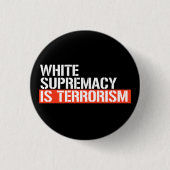 白の覇権はテロの長方形ステッカー 缶バッジ (正面)