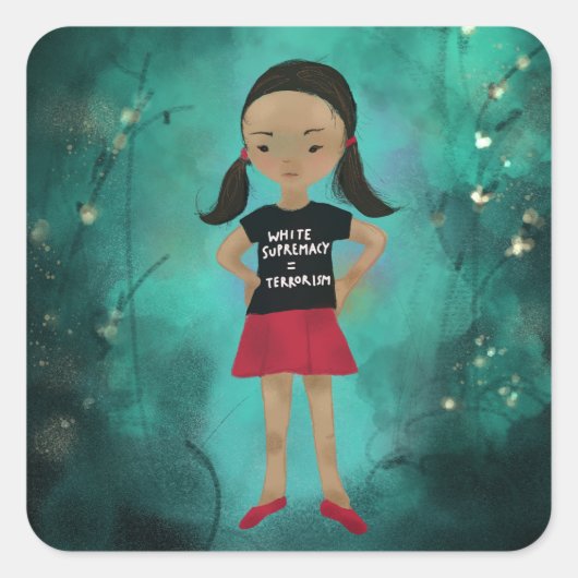 白の覇権はテロリズムのステッカー スクエアシール (正面)
