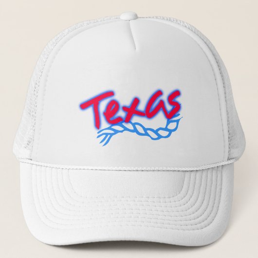 白の記念品の帽子のテキサス州のLariatロープの赤い青 キャップ (正面)