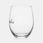 白の誕生日番号 |黒い名前の日付 ステムなしワイングラス (左)