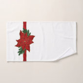 白の赤いクリスマスポインセチア バスタオルセット (ハンドタオル)