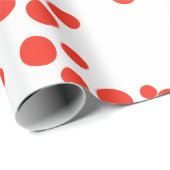 白の赤いドット ラッピングペーパー (ロールコーナー)