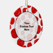 白の赤いバラパターン セラミックオーナメント (右)