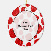 白の赤いバラパターン セラミックオーナメント (左)