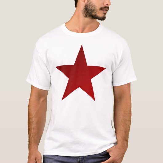白の赤い星の影 Tシャツ (正面)