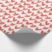 白の赤く色彩の鮮やかなハートパターン ラッピングペーパー (角)