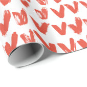 白の赤く色彩の鮮やかなハートパターン ラッピングペーパー (ロールコーナー)