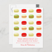 白の赤と緑のフランスのクリスマスマカロン シーズンポストカード (正面/裏面)