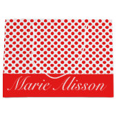 白の赤の水玉模様 |モノグカスタムラムユニーク ラージペーパーバッグ (正面)