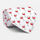 白の赤ワインガラスパターン ネクタイ (ロール)