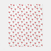 白の赤ワインガラスパターン フリースブランケット (正面)