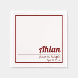 白の赤無地の色プレーン、Aqiqah赤ちゃんシャワー スタンダードカクテルナプキン