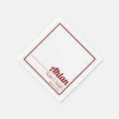 白の赤無地の色プレーン、Aqiqah赤ちゃんシャワー スタンダードカクテルナプキン (角)